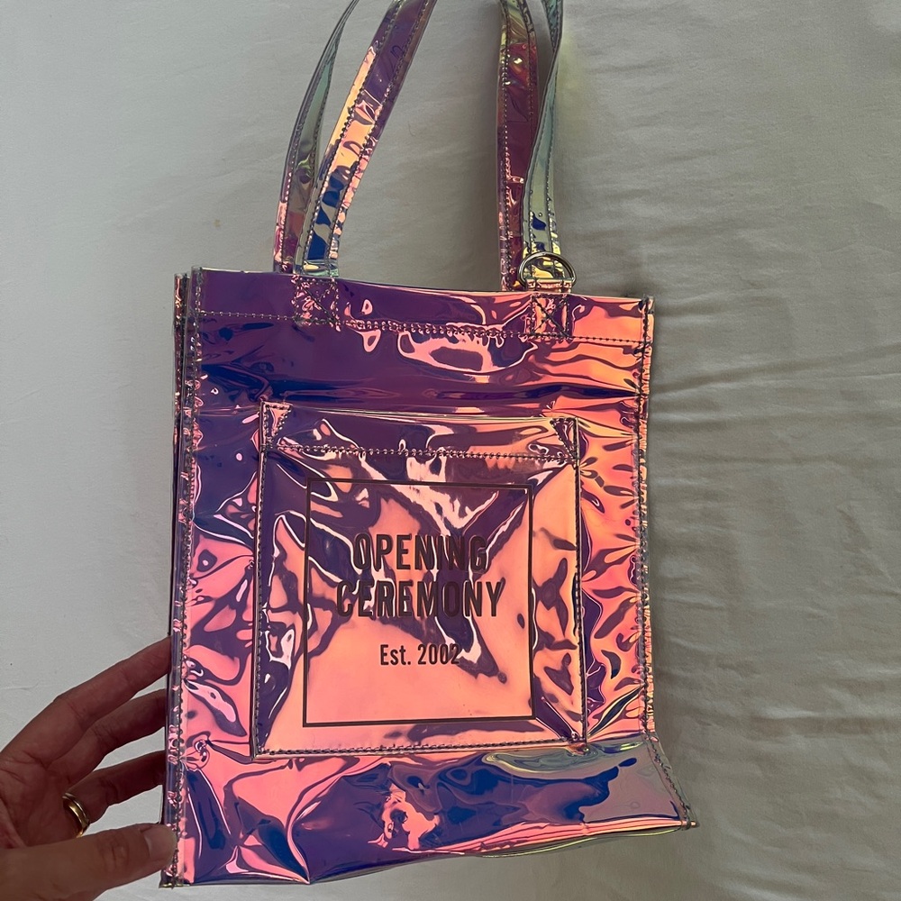 Opening Ceremony Pink Holographic Tote Bag